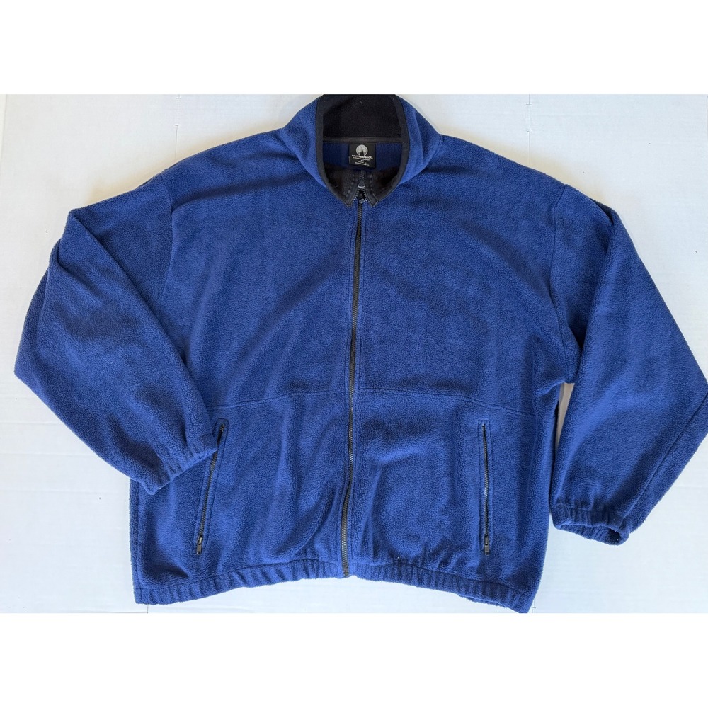 Weatherproof Garment Co Mens 3X Blue Full Zip Fleece Jacket Mock Neck Pockets
